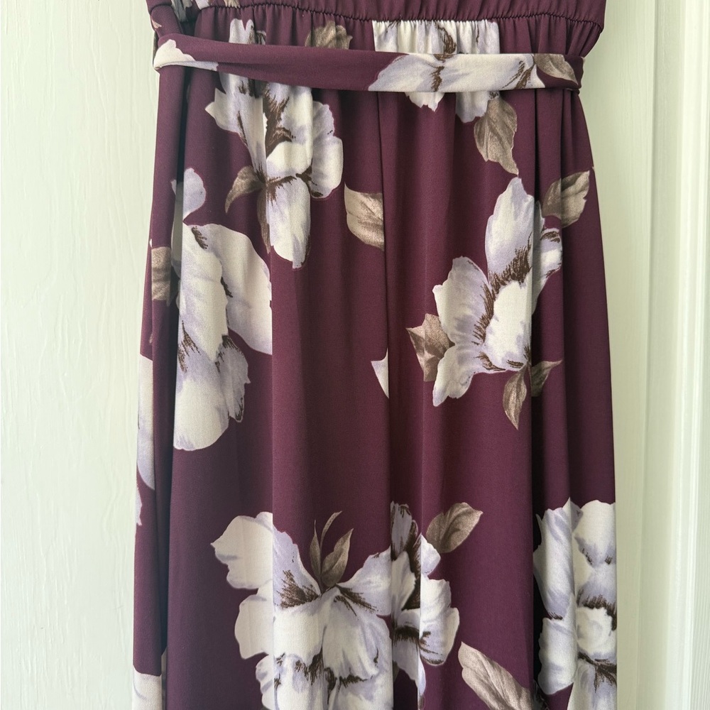 Pinkblush Maternity Plum Floral Hi-Low Maternity Wrap Dress - Picture 4 of 5